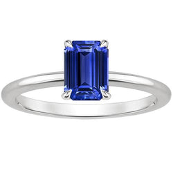 Solitaire Ring griffen set wit goud 14K Sri Lankaanse saffier 3 karaat