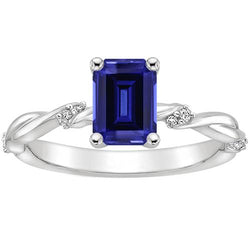 Solitaire Ring met Accenten Blauwe Saffier & Diamant 3,50 Karaat