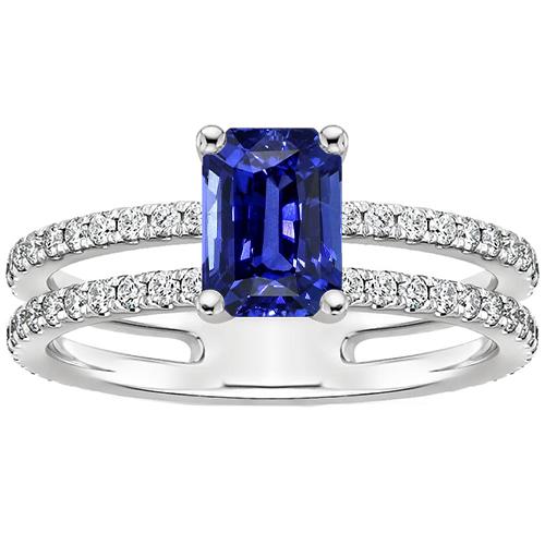 Solitaire Ring met Accenten Blauwe Saffier & Diamant 4,50 Karaat - harrychadent.nl