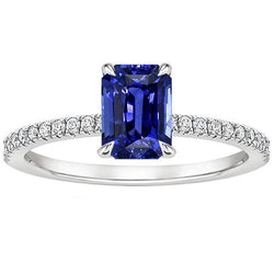 Solitaire Ring met Accenten Stralende Ceylon Saffier & Diamant 4 Karaat