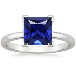 Solitaire Ring Princess Ceylonese Saffier Edelsteen Prong Gezet 5 Karaat