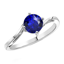 Solitaire Ronde Blauwe Saffier Ring 2,50 Karaat Spanning Stijl Shank
