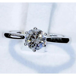 Solitaire Ronde Diamant 1 Karaat Klassieke Dames Ring Sieraden