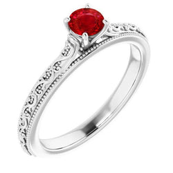 Solitaire Ruby Ring 0,75 karaat antieke stijl Nieuw