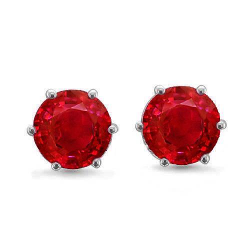 Solitaire Ruby Stud Lady Earring Witgoud 14K Fijne Sieraden 6 Karaat - harrychadent.nl