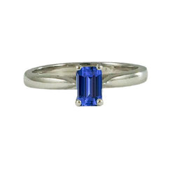 Solitaire Smaragd Ceylon Sapphire Ring 1 karaat taps toelopende schacht sieraden