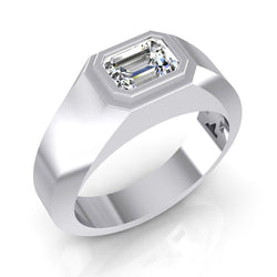 Solitaire Smaragd Diamant Herenring 1 karaat goud 14K
