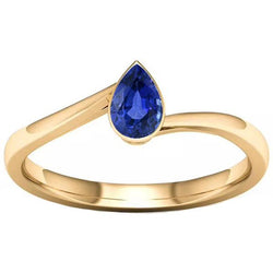 Solitaire Sri Lankaanse Sapphire Ring Bezel Set Geel Goud 1,50 Karaat