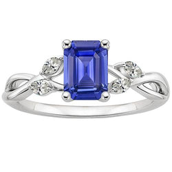 Solitaire Sri Lankaanse saffier met accenten Ring & diamanten 3,50 karaat