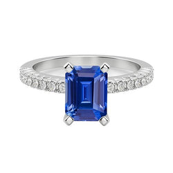 Solitaire Trouwring Met Accenten Emerald Ceylon Sapphire 3 Karaat