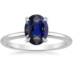Solitaire Trouwring Wit Goud Blauwe Saffier 3 Karaat
