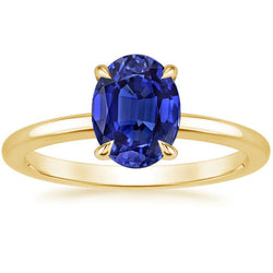 Solitaire Verlovingsring Ovaal Sri Lankaanse Saffier 2.50 Karaat