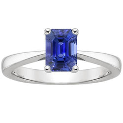 Solitaire Verlovingsring Prong Set Emerald Blue Sapphire 2 karaat