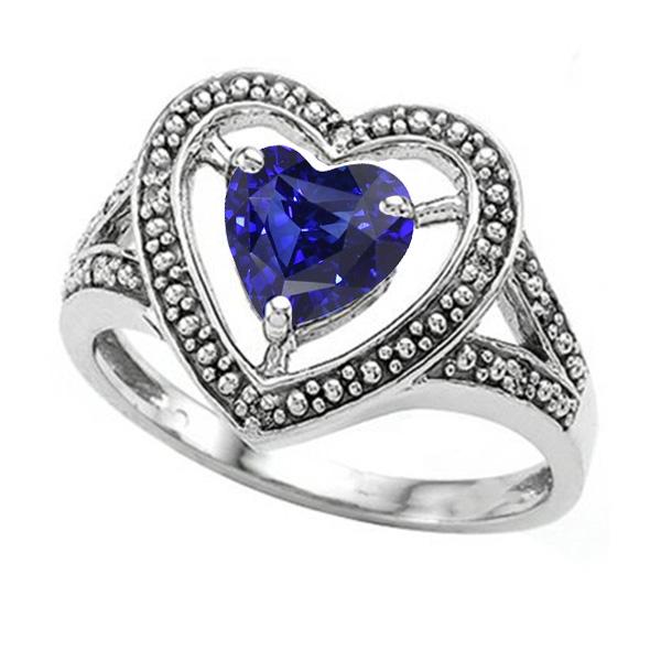 Solitaire Vintage stijl hart geslepen blauwe saffier ring 1,50 karaat - harrychadent.nl