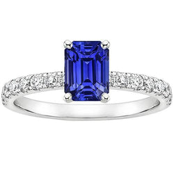 Solitaire accenten ring Sri Lankaanse saffier & diamant 4,25 karaat