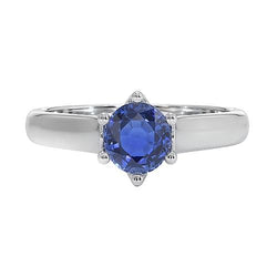 Solitaire blauwe saffier edelsteen ring 2 karaat witgoud
