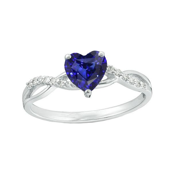 Solitaire blauwe saffier ring & diamanten accenten 2 karaat gedraaide stijl - harrychadent.nl