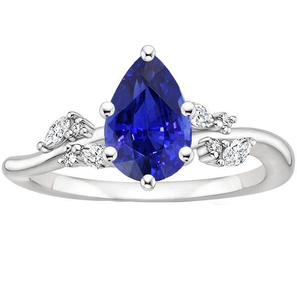 Solitaire blauwe saffier ring met diamanten accenten 3,50 karaat - harrychadent.nl