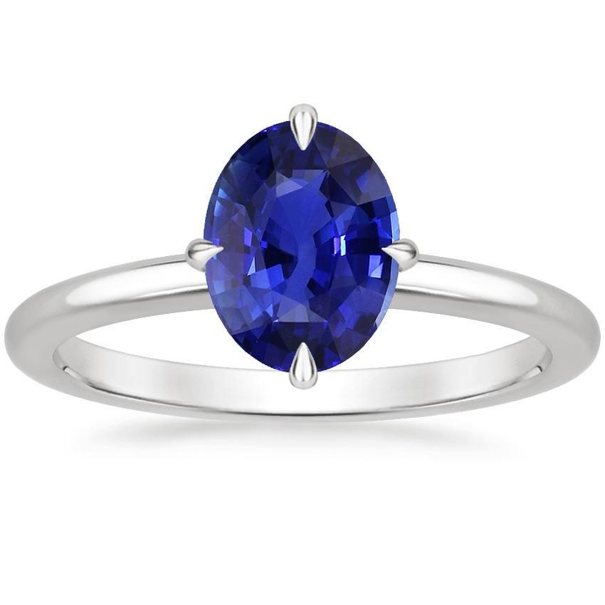 Solitaire blauwe saffier ring ovaal geslepen tandinstelling 3 karaat - harrychadent.nl