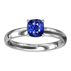 Solitaire blauwe saffier verlovingsring 1,50 karaat gouden dikke schacht