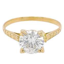 Solitaire diamanten ring 2 karaat Milgrain geel gouden dames sieraden