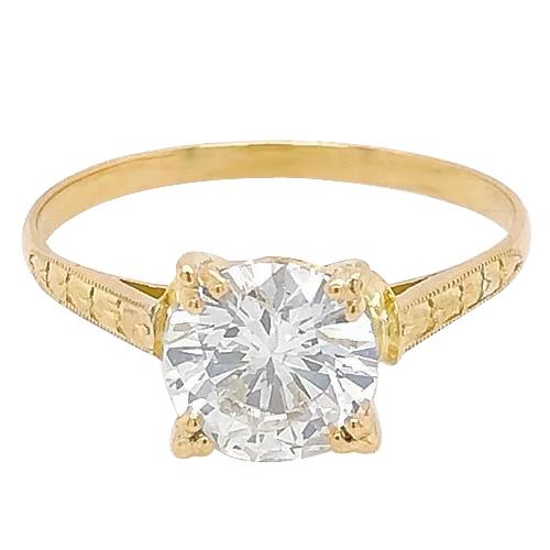 Solitaire diamanten ring 2 karaat Milgrain geel gouden dames sieraden - harrychadent.nl