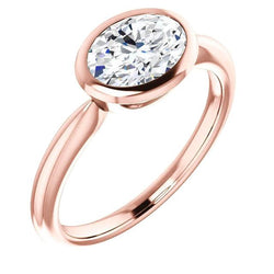 Solitaire diamanten ring 4 karaat bezel instelling Rose gouden sieraden