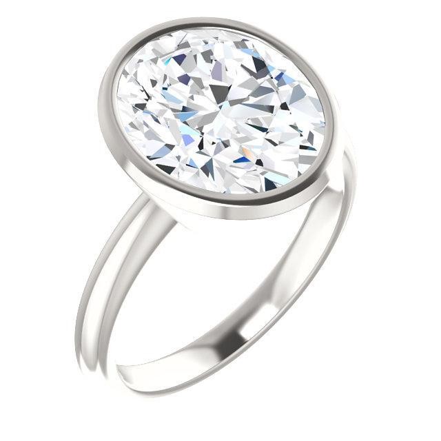 Solitaire diamanten ring 4 karaats ovale bezel instelling wit goud - harrychadent.nl