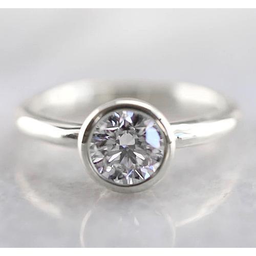 Solitaire diamanten verlovingsring 1 karaat witgoud 14K bezel instelling - harrychadent.nl