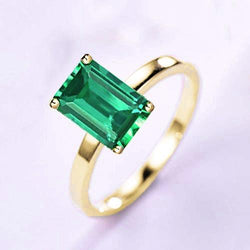 Solitaire groene smaragd ring 3 karaat geel goud 14K edelsteen sieraden
