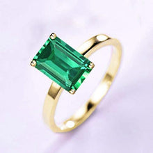 Afbeelding in Gallery-weergave laden, Solitaire groene smaragd ring 3 karaat geel goud 14K edelsteen sieraden - harrychadent.nl
