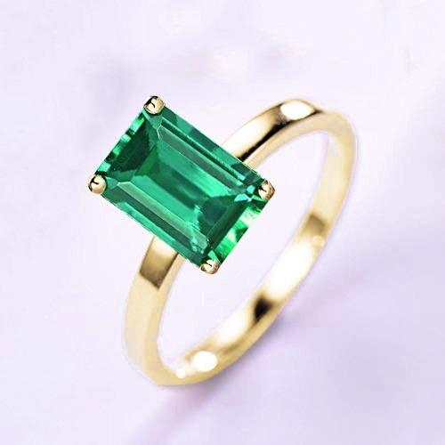 Solitaire groene smaragd ring 3 karaat geel goud 14K edelsteen sieraden - harrychadent.nl