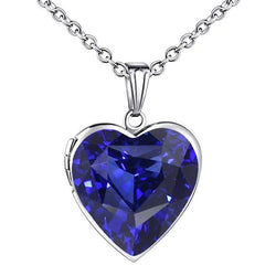 Solitaire hart Ceylon saffier medaillon hanger ketting 5 karaat