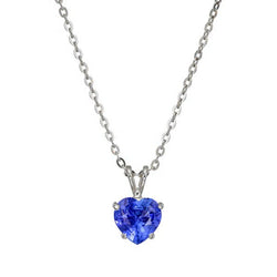 Solitaire hart lichtblauwe saffier dames hanger met ketting 1 karaat