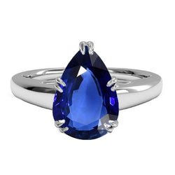 Solitaire-jubileumring voor dames, blauwe saffier 3 karaat