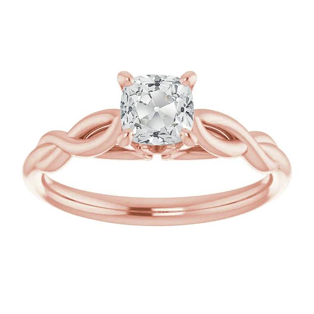 Solitaire kussen Old Mine Cut Diamond Ring Infinity stijl 3 karaat - harrychadent.nl