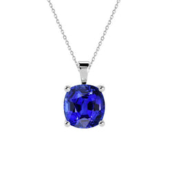 Solitaire kussen Sri Lankaanse saffierhanger met ketting 2,50 karaat