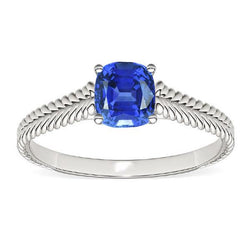 Solitaire kussen Srilanka Sapphire Ring 1,50 karaat dubbele touwstijl