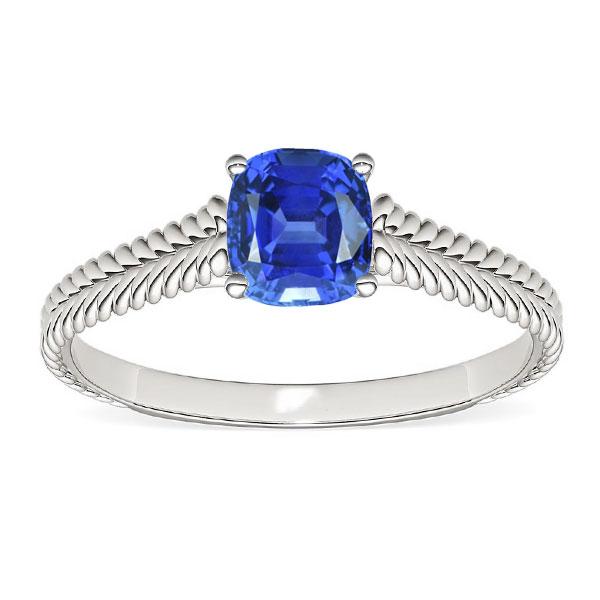 Solitaire kussen Srilanka Sapphire Ring 1,50 karaat dubbele touwstijl - harrychadent.nl