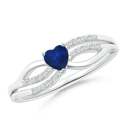 Solitaire met accent 2 karaat saffier diamanten ring wit goud 14k