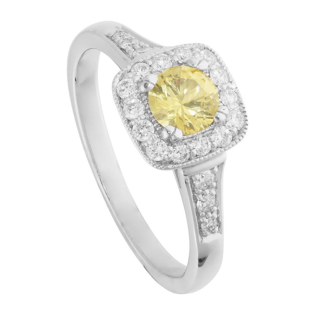 Solitaire met accent 3,5 ct gele saffier en diamanten ring - harrychadent.nl