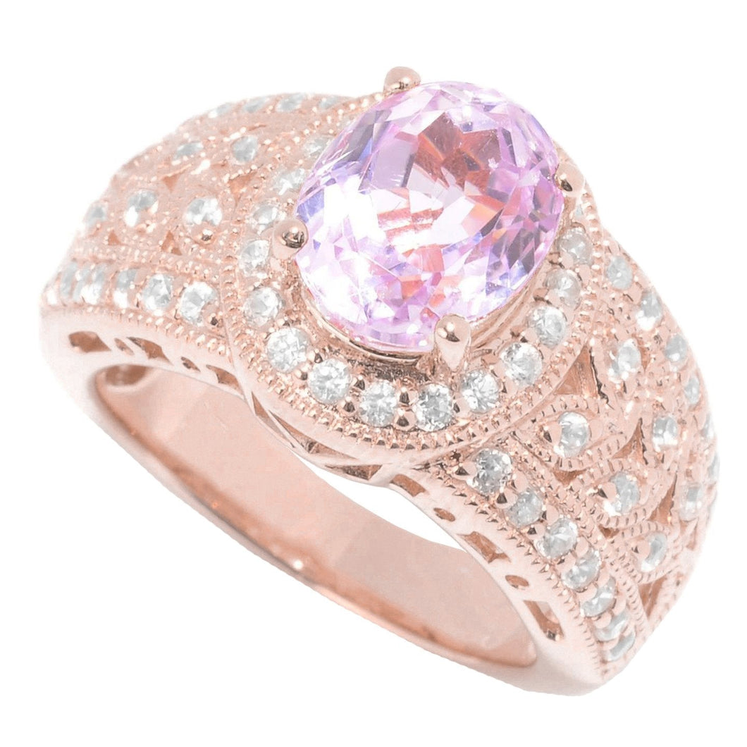 Solitaire met accent Kunziet met diamanten Ring van 15 kt roségoud - harrychadent.nl