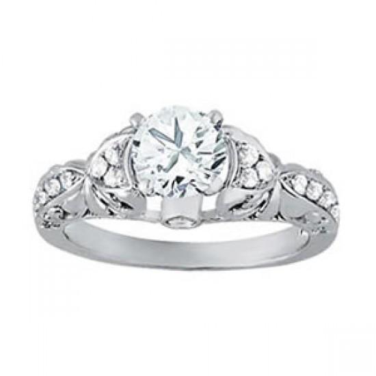 Solitaire met accenten 1 karaat ronde diamanten verlovingsring wit goud 14K - harrychadent.nl