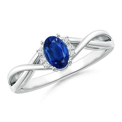 Solitaire met accenten 1.80 Ct Sri Lanka blauwe saffier diamanten ring