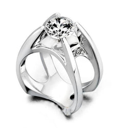 Solitaire met accenten 1.80 ct ronde geslepen diamanten verlovingsring