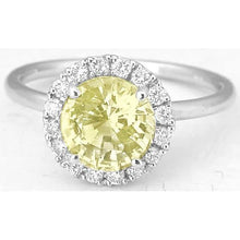 Afbeelding in Gallery-weergave laden, Solitaire met accenten 4 karaat gele saffier ring wit goud 14K - harrychadent.nl
