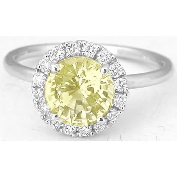 Solitaire met accenten 4 karaat gele saffier ring wit goud 14K - harrychadent.nl