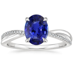 Solitaire met accenten Jubileumring blauwe saffier 3,50 karaat
