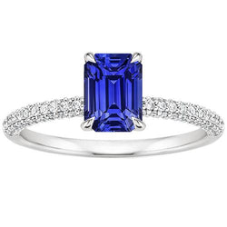 Solitaire met accenten Ring Sri Lankaanse saffier & diamant 4 karaat