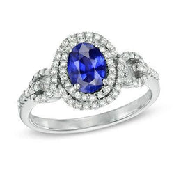 Solitaire met accenten Saffier diamanten ring 3,25 karaat WG 14K